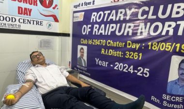 संजीवनी कैंसर हॉस्पिटल के डॉक्टरों ने किया रक्तदान, रोटरी क्लब रायपुर ने किया सम्मान