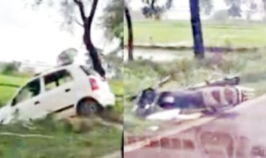 कार ने बाइक को मारी टक्कर, एक मौत, 2 घायल