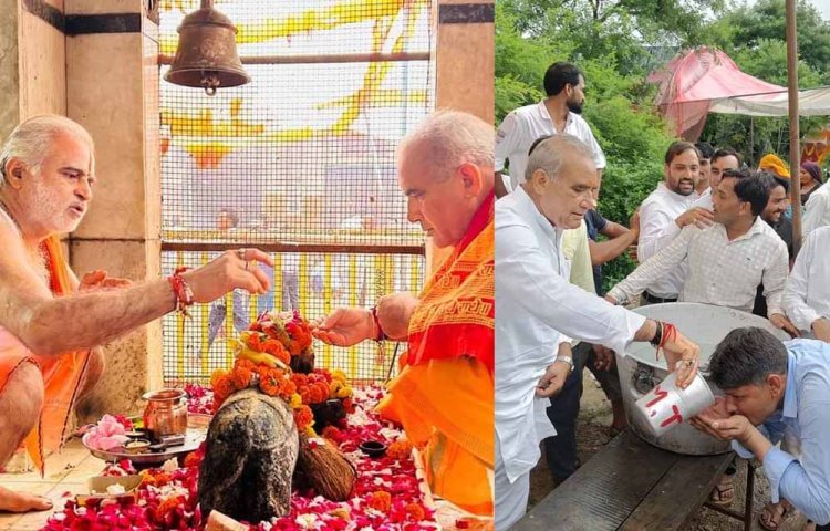 छिमछिमा हनुमान मंदिर पैदल यात्रा कर दर्शन के लिए पहुंचे मंत्री रावत